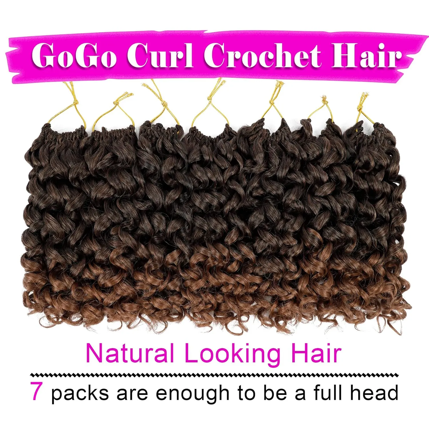 7 Packs GoGo Curl Crochet Hair 10 Inch Short Curly Crochet Hair for Women Beach Curl Water Wave Deep Twist Crochet Braids Synthetic Braiding Hair Extensions (10 Inch, T1B/30)