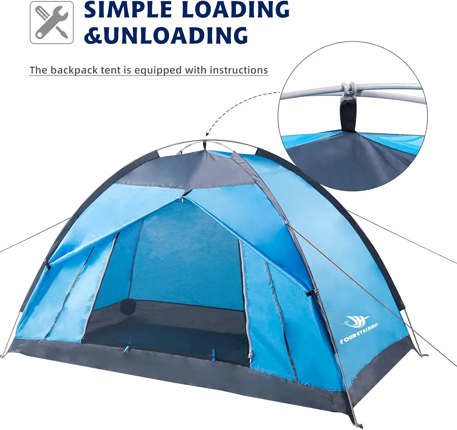 7.2 × 4 × 4 Feet Single Backpack Tent, Waterproof Camping and Hiking Tent can be Used by One Person, Light and Durable