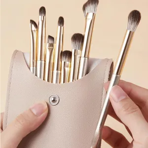 8 Pieces Soft Synthetic Eye Makeup Brush Set with PU Bag Blending Eyeshadow Eyeliner Crease Eyebrow Brightening Eye