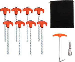 8X Tent Stakes with Hexagon Head Drive and Storage Bag Stable 20cm Anchors Screw Pegs Ground Pegs for Backpacking Rain Tarps