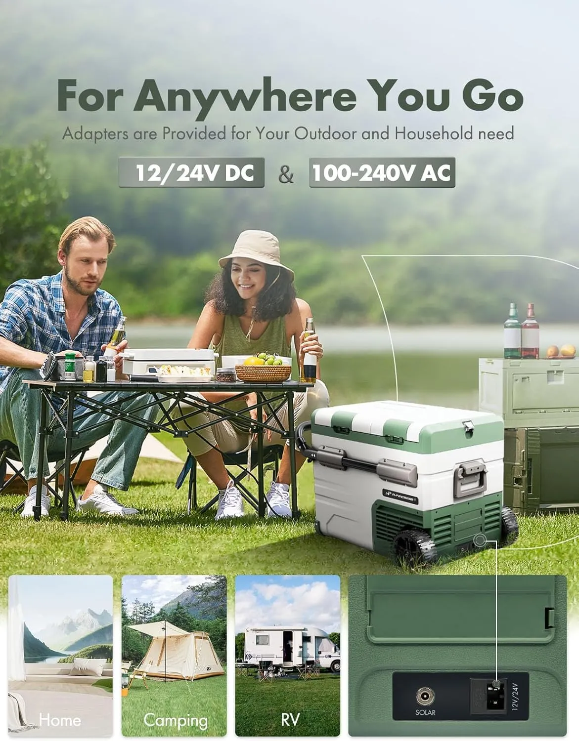 A-Premium 12 Volt Refrigerator 48QT/45.6L Portable Car Fridge Cooler, -4°F~68°F Separated Zone Portable Freezer APP Control with 12/24V DC & 110/240V AC Adapter,for Car Camping Truck RV Travel Use