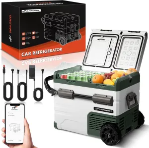 A-Premium 12 Volt Refrigerator 48QT/45.6L Portable Car Fridge Cooler, -4°F~68°F Separated Zone Portable Freezer APP Control with 12/24V DC & 110/240V AC Adapter,for Car Camping Truck RV Travel Use