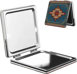 Abstract Vintage Oriental Pattern Women Small Makeup Mirror Compact Handheld Cosmetic Mirror for Purse Pocket