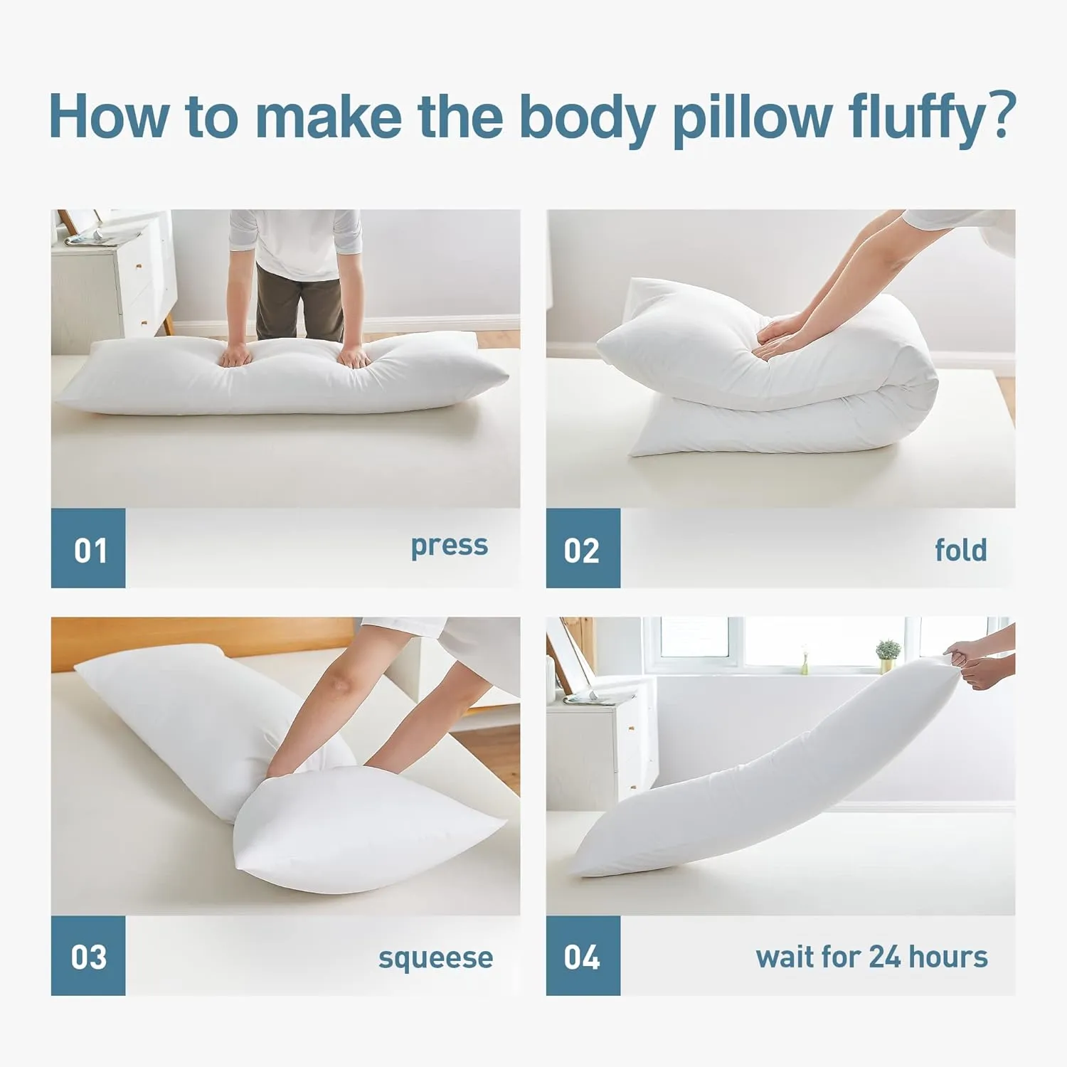 Acanva Fluffy Body Pillow for Adults and Pregnancy, Soft Long Full Pillow Insert for Side Sleepers
