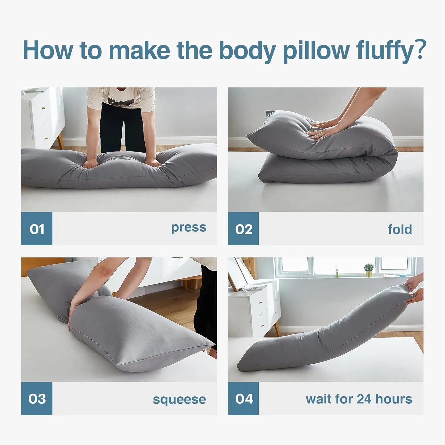 Acanva Fluffy Body Pillow for Adults and Pregnancy, Soft Long Full Pillow Insert for Side Sleepers