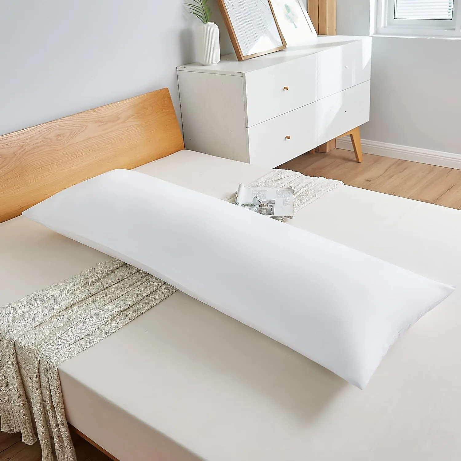 Acanva Fluffy Body Pillow for Adults and Pregnancy, Soft Long Full Pillow Insert for Side Sleepers