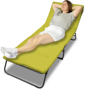Adult Folding Camping Bed with 5-Angle Adjustable Backrest, Heavy-Duty Outdoor Bed with Carry Bag, 1200D Oxford Cloth Travel Cot (Green)