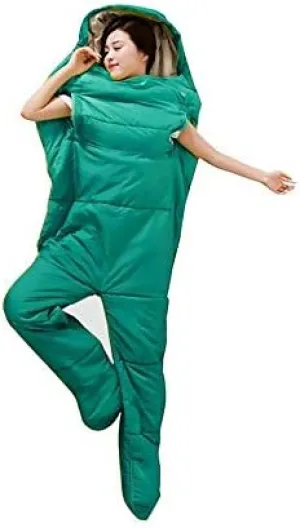 Adult Wearable Sleeping Bag Suit for Camping, Travel Portable Outdoor 3 Season Full Body Sleeping Wear Warm Windproof Human Shaped Sleeping Bag/Sleeping Bag, Zipper Desig