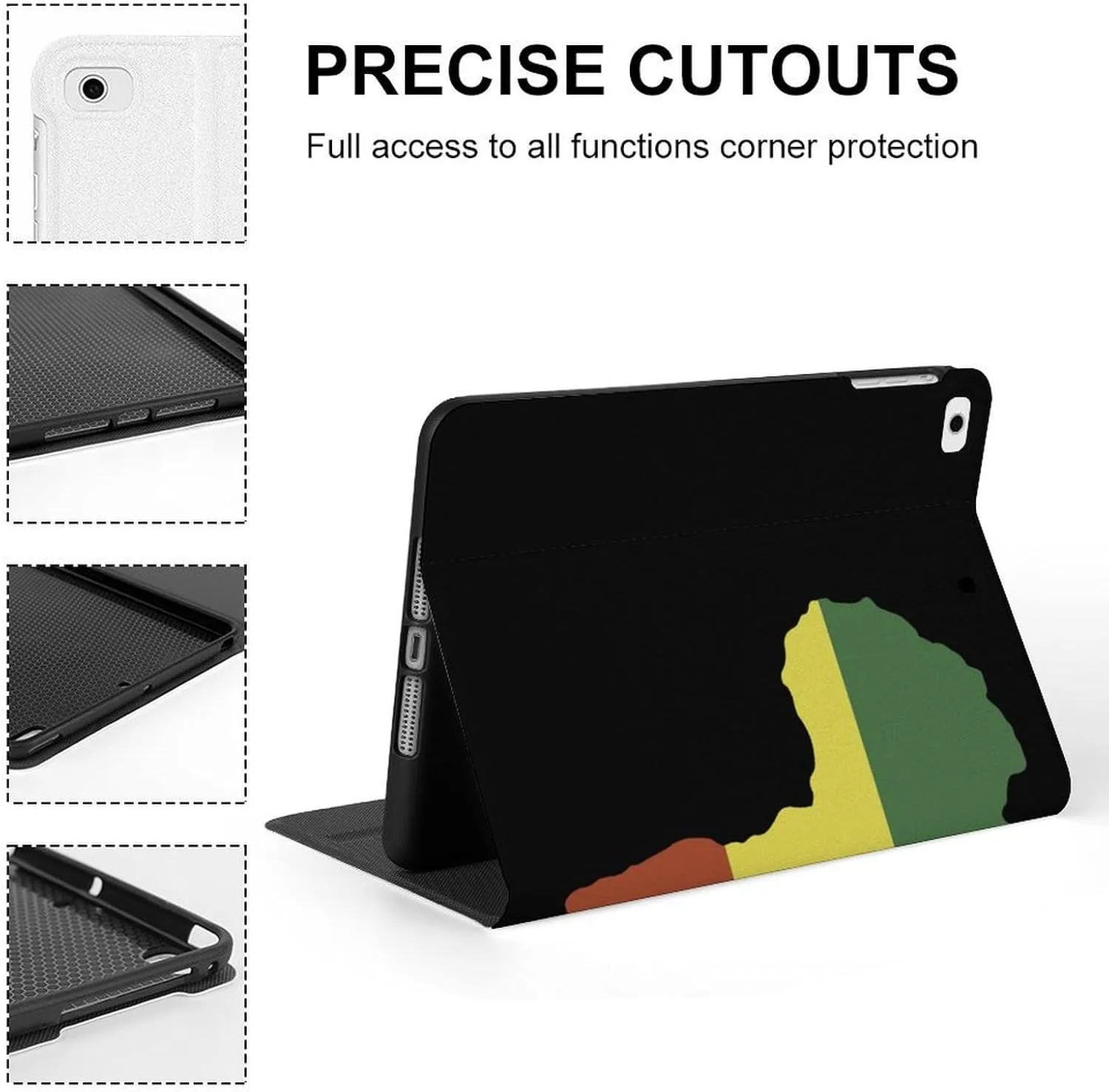 Africa Map Flag Fashion Case Compatible with ipad Mini 1/2/3/4/5 (7.9in) Waterproof Protective Cover Adjustable Stand Auto Sleep/Wake
