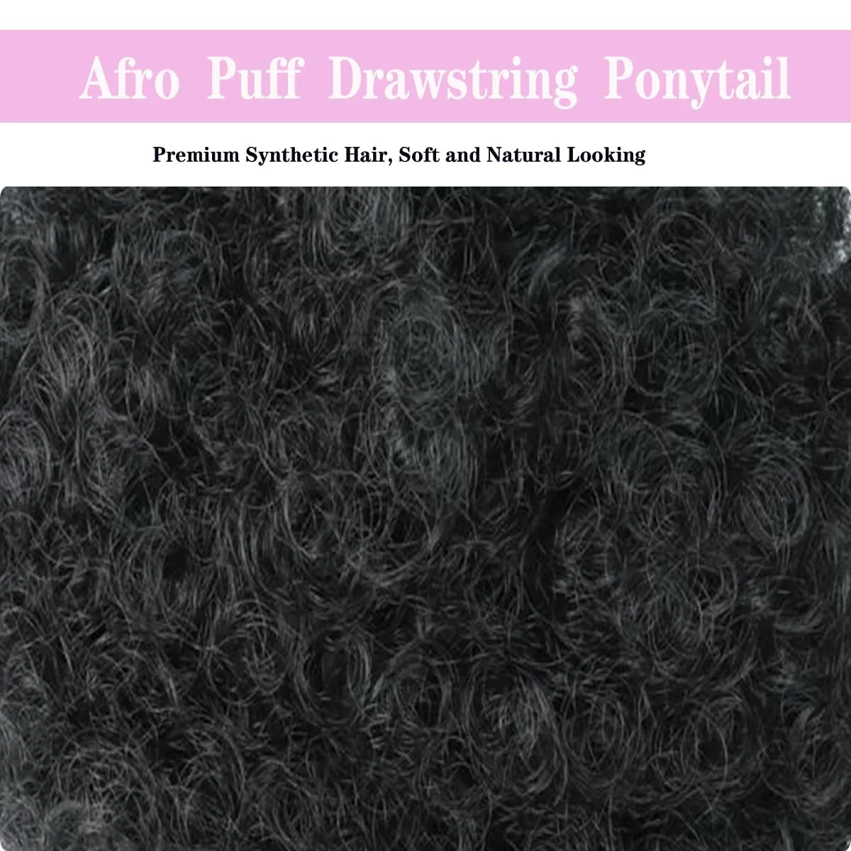 Afro Puff Drawstring Ponytail 2Pcs Short Synthetic Kinky Curly Bun Hair Extensions, Updo Hairpieces for Black Women Girls (1B Natural Black)