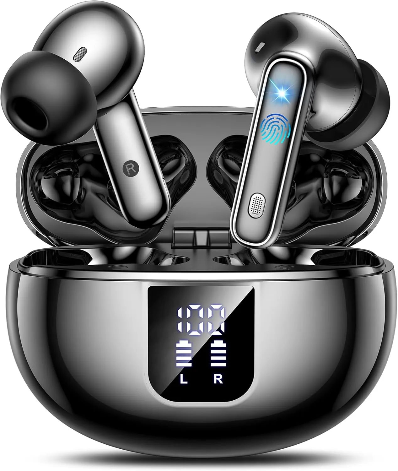 AI Translation Earbuds Real Time EUQQ Bluetooth 5.4 Wireless Headphones 144 Languages Accents Translator 36h Battery IP7 Waterproof 4 Enc Mic for Travel Business Learning Black