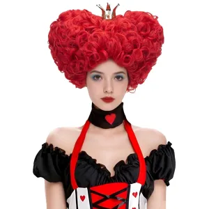 Aicos Red Curly Wig for Women Short Beehive Cosplay Wigs with Crown Heat Resistant Synthetic Hair Wig for Halloween Costume Party
