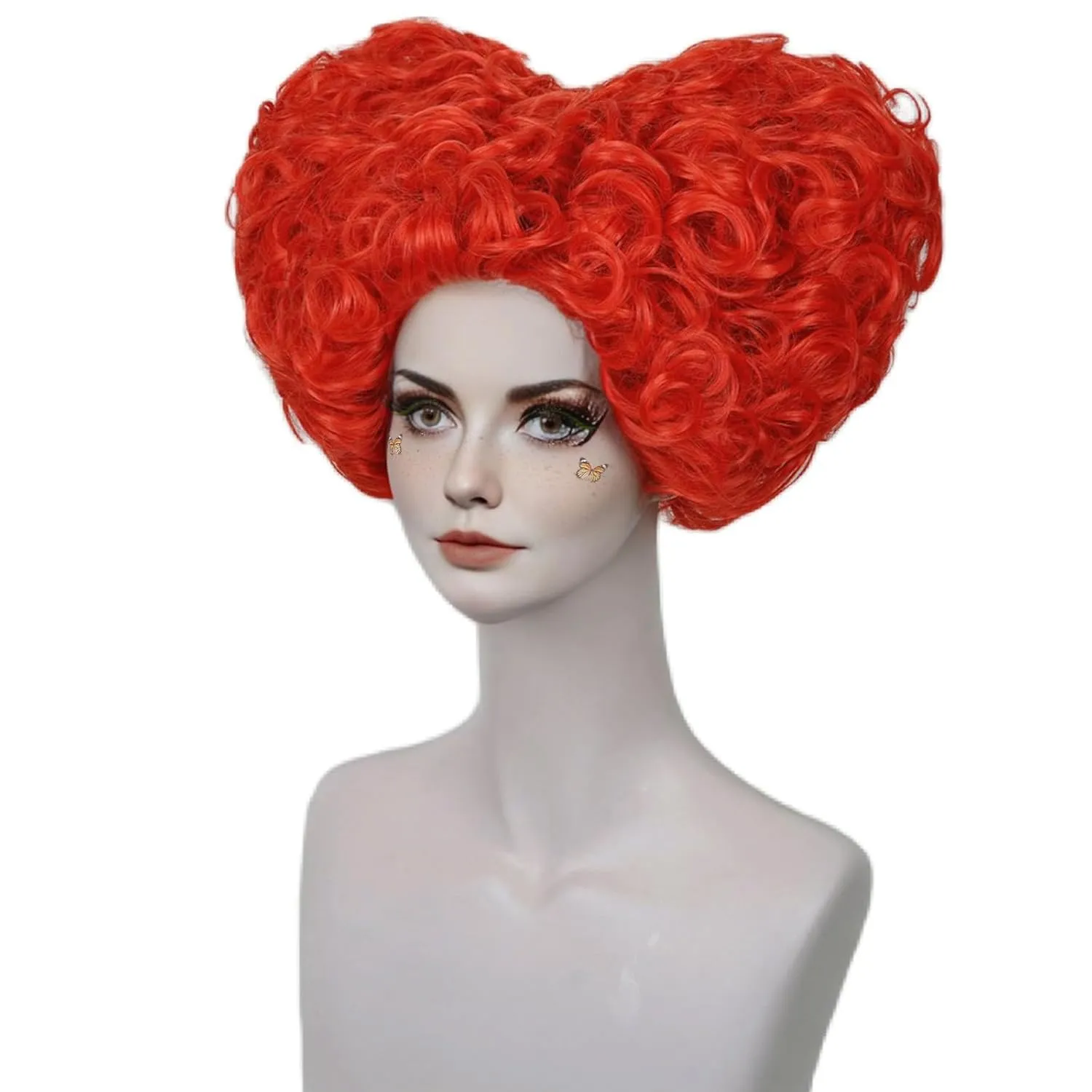 Aicos Red Curly Wig for Women Short Beehive Cosplay Wigs with Crown Heat Resistant Synthetic Hair Wig for Halloween Costume Party