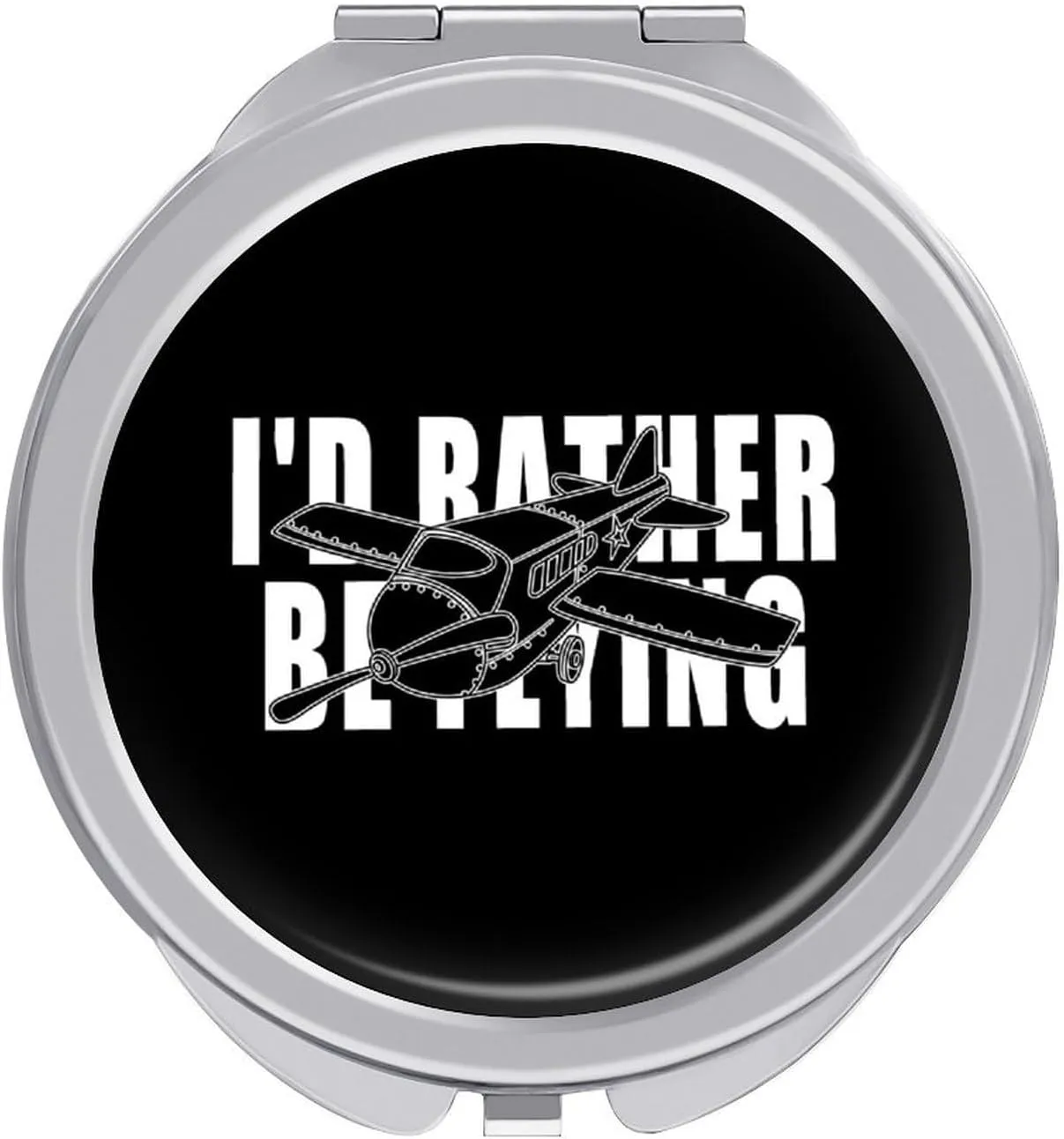 Airplane Plane I'd Rather Be Flying Travel Makeup Mirror 2-Sided 1x 2X Magnification Portable Mini Mirror for Handbag Purse Pocket