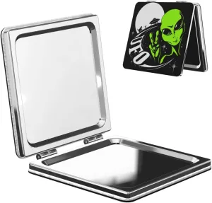 Alien UFO Women Small Pocket Makeup Mirror Compact Portable Folding Handheld Makeup Mirror