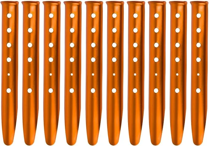 Aluminum Tent Stakes for Camping in Snow & Sand 10PCS Beach Canopy Tent Stakes U-Shaped Tent Pegs Lightweight Ground Nails for Beach Shade Canopy Hiking Backpacking Boating Picnic (Orange)