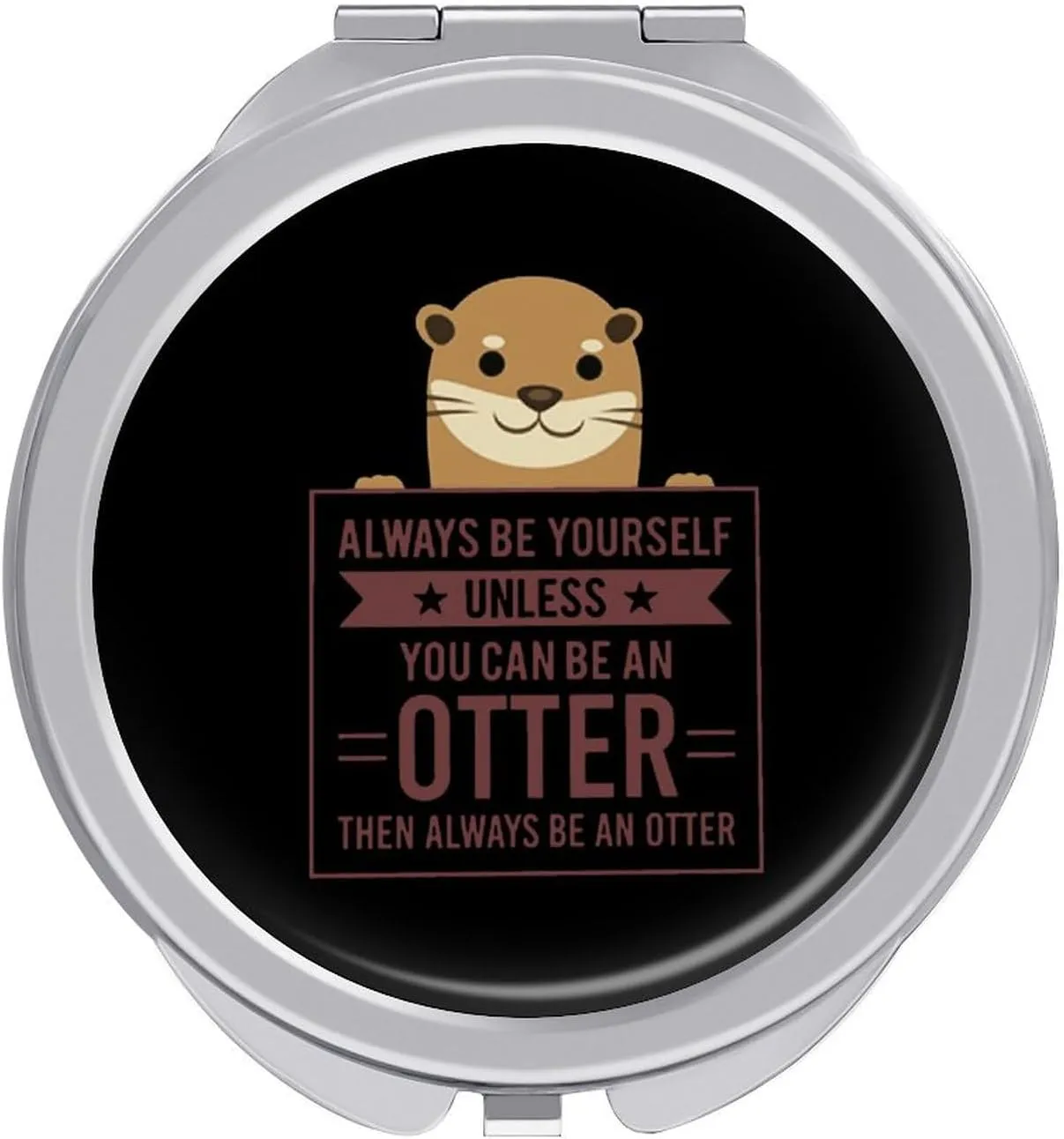 Always Be A Otter Travel Makeup Mirror 2-Sided 1x 2X Magnification Portable Mini Mirror for Handbag Purse Pocket