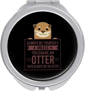 Always Be A Otter Travel Makeup Mirror 2-Sided 1x 2X Magnification Portable Mini Mirror for Handbag Purse Pocket