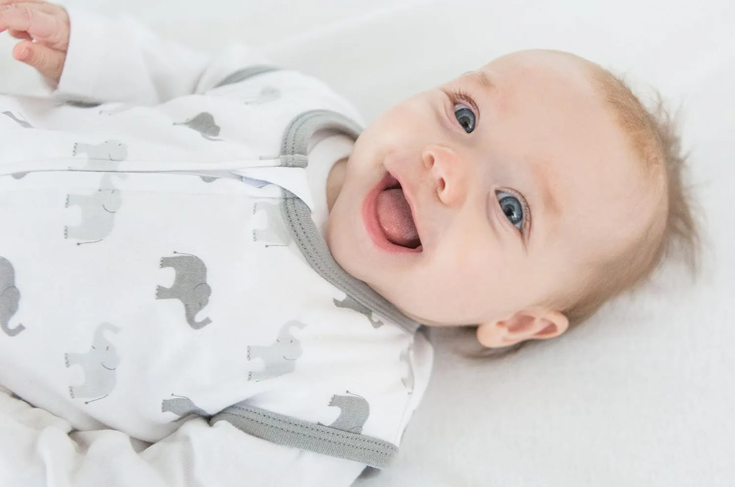Amazing Baby Cotton Sleeping Sack, Wearable Blanket with 2-way Zipper, Sterling Tiny Elephants, Large (12-18mo)