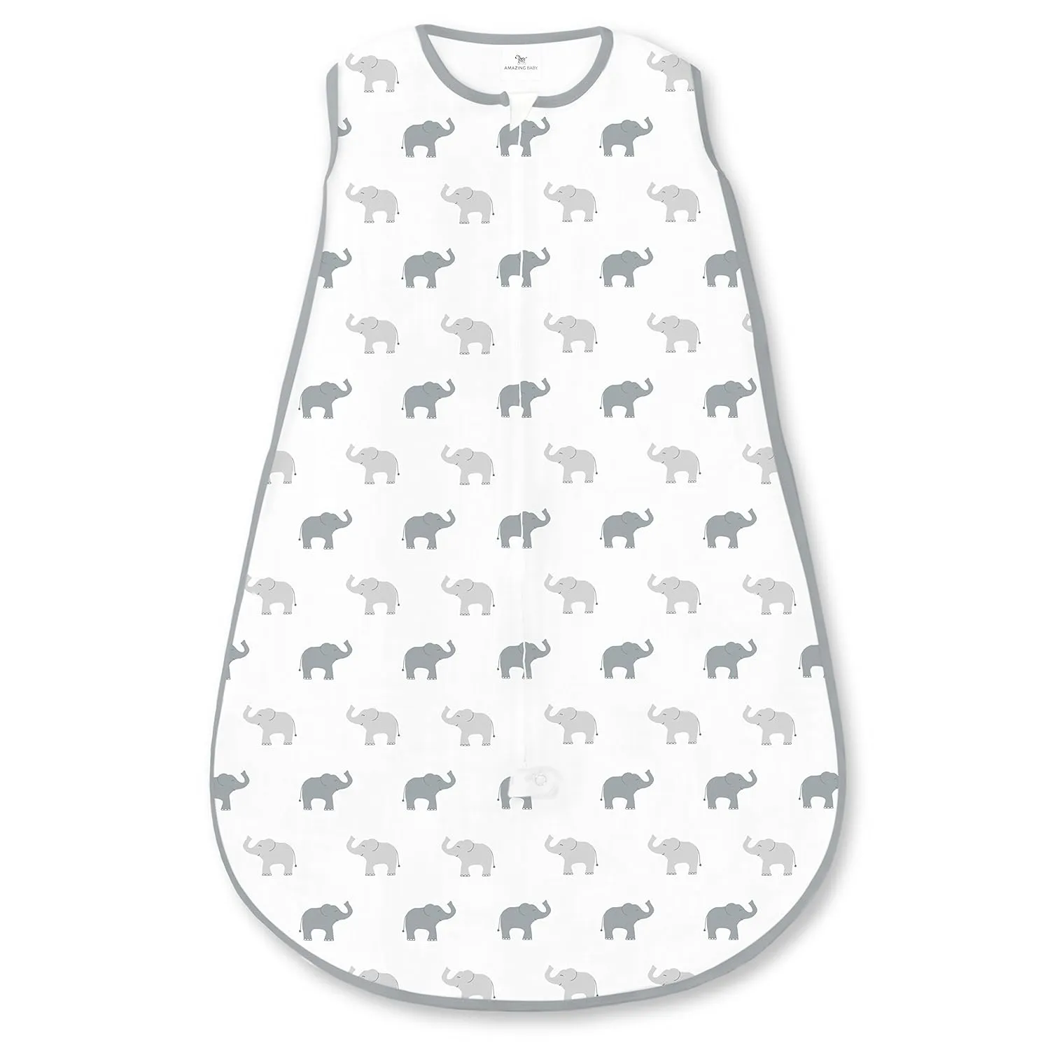 Amazing Baby Cotton Sleeping Sack, Wearable Blanket with 2-way Zipper, Sterling Tiny Elephants, Large (12-18mo)