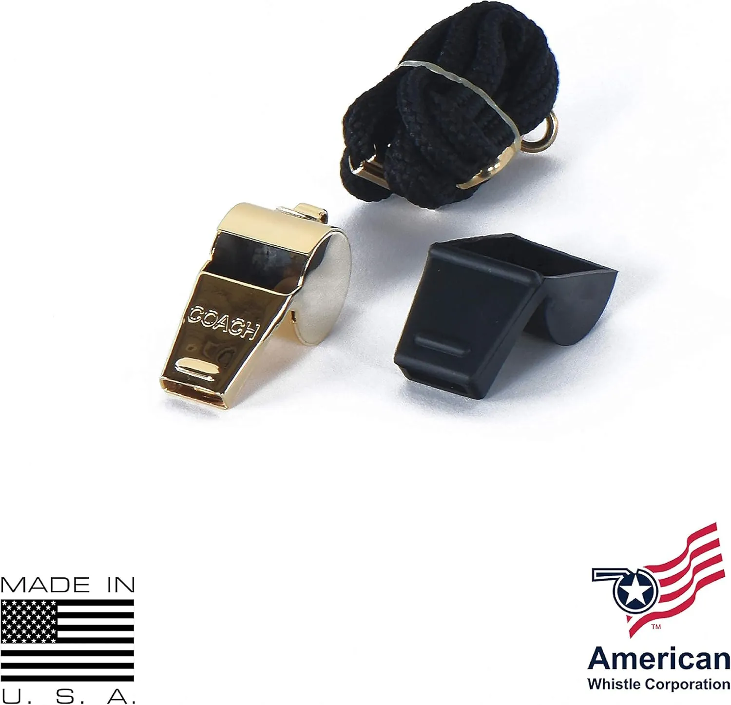 American Whistle Corporation Coach Whistle - 126 db Loud, Sharp Tone Whistles - Includes Lanyard and Safe-T-Tip - Made in America