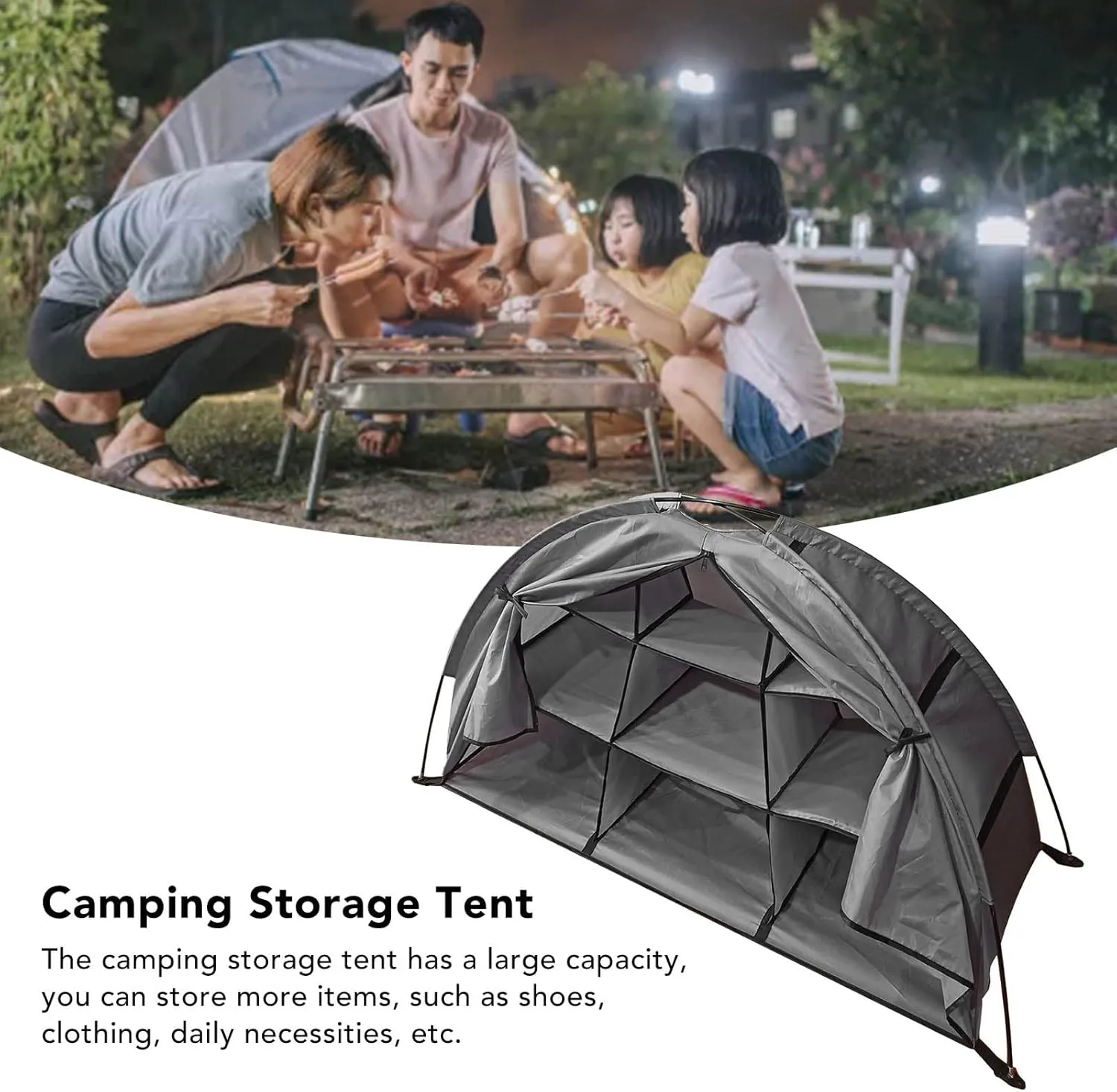 AMONIDA Camping Storage Tent, Foldable Camping Shoes Organizer 9 Shelves Clean Organization Portable for Outdoor