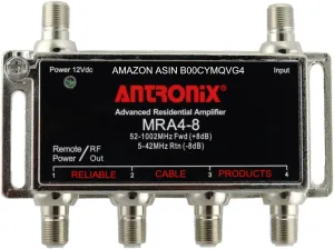 Amplifier, Cable TV RF Broadband 8dB Gain Four Output 5-1002Mhz w/ Power Adapter