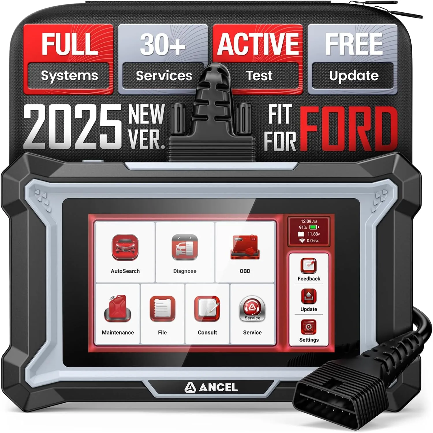 ANCEL DS160 Diagnostic Tool fits for Ford Lincoln Mercury, All System Bidirectional OBD2 Scanner with 30  Resets, Oil/Brake/BMS/SAS Reset, ABS Bleeding, Lifetime Free WiFi Updates, 4 in 1 Live Data