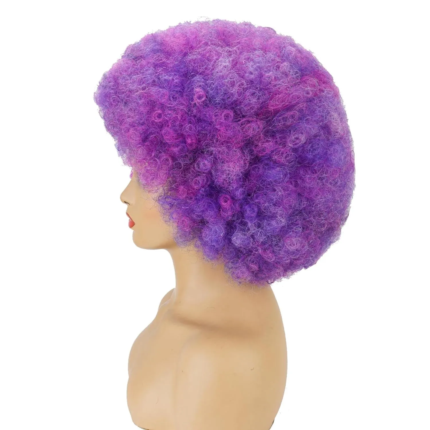 andromeda Afro Wigs for Black Women 70s Wig Short Puffy Wigs for Women Bouncy and Soft Kinky Curly 10 Inch Synthetic Daily Party Cosplay Halloween Wig (Blue Mixed Purple)