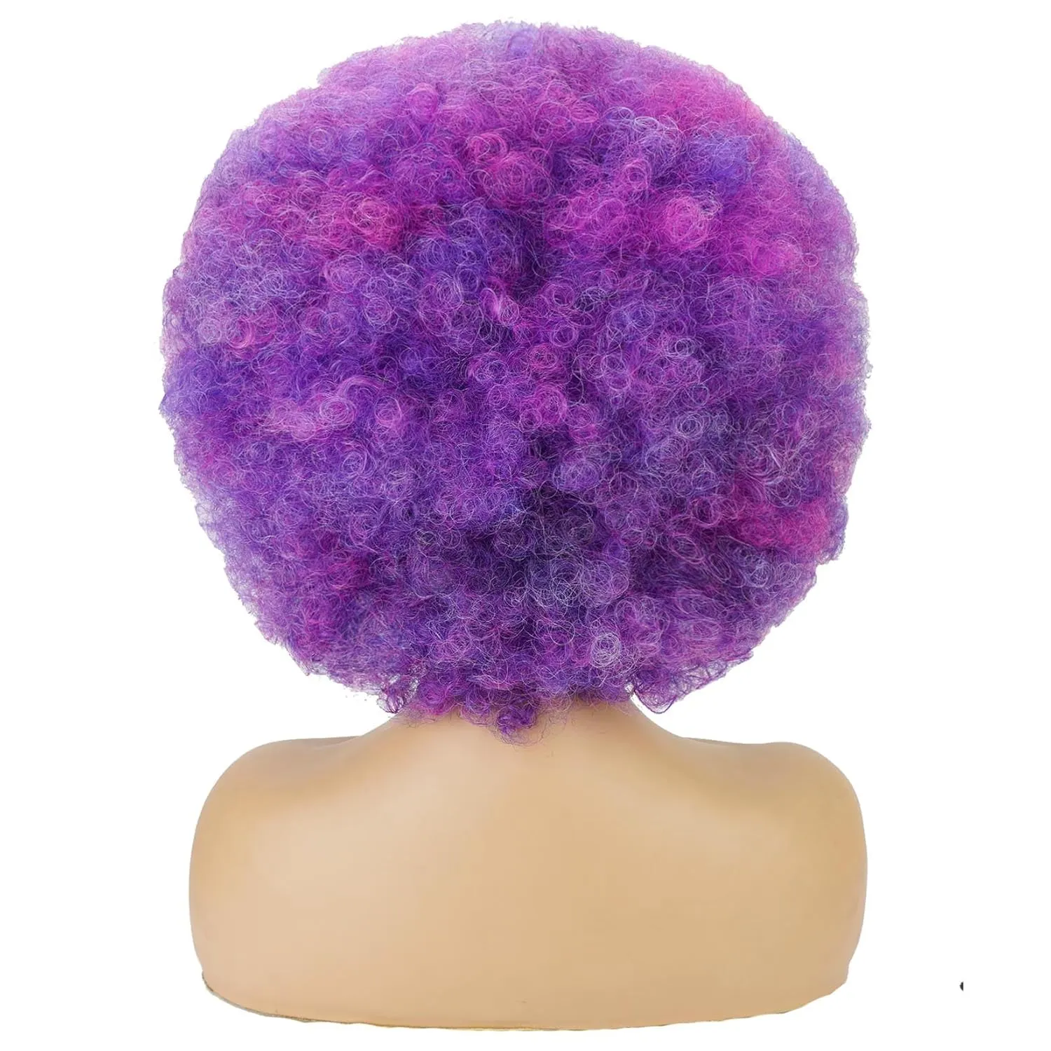 andromeda Afro Wigs for Black Women 70s Wig Short Puffy Wigs for Women Bouncy and Soft Kinky Curly 10 Inch Synthetic Daily Party Cosplay Halloween Wig (Blue Mixed Purple)