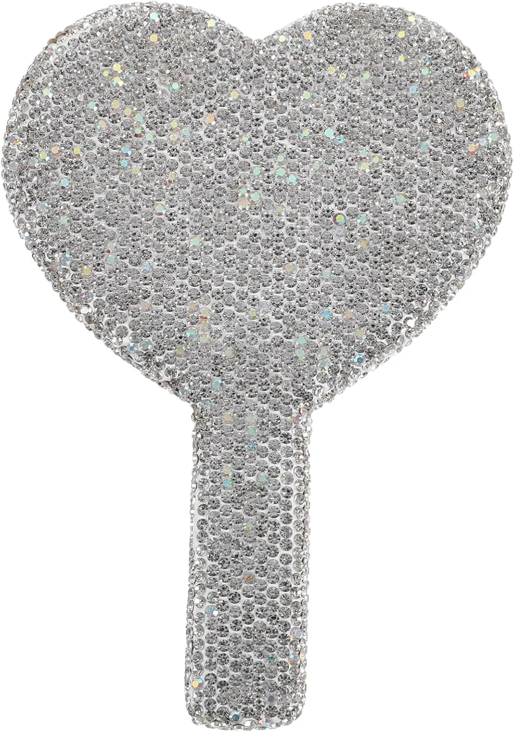 Angoily Make Up Mirror Portable Heart Shaped Mirror LED Light Hand Held Compact Mirror for Purse