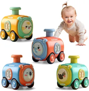 Animal Toy Cars for Toddlers 1-3, Press and Go Racing Cars Set, Baby Toys 18 Months, Whistle Vehicles for 1 Year Old Boys Girls, Baby Christmas Birthday Gifts