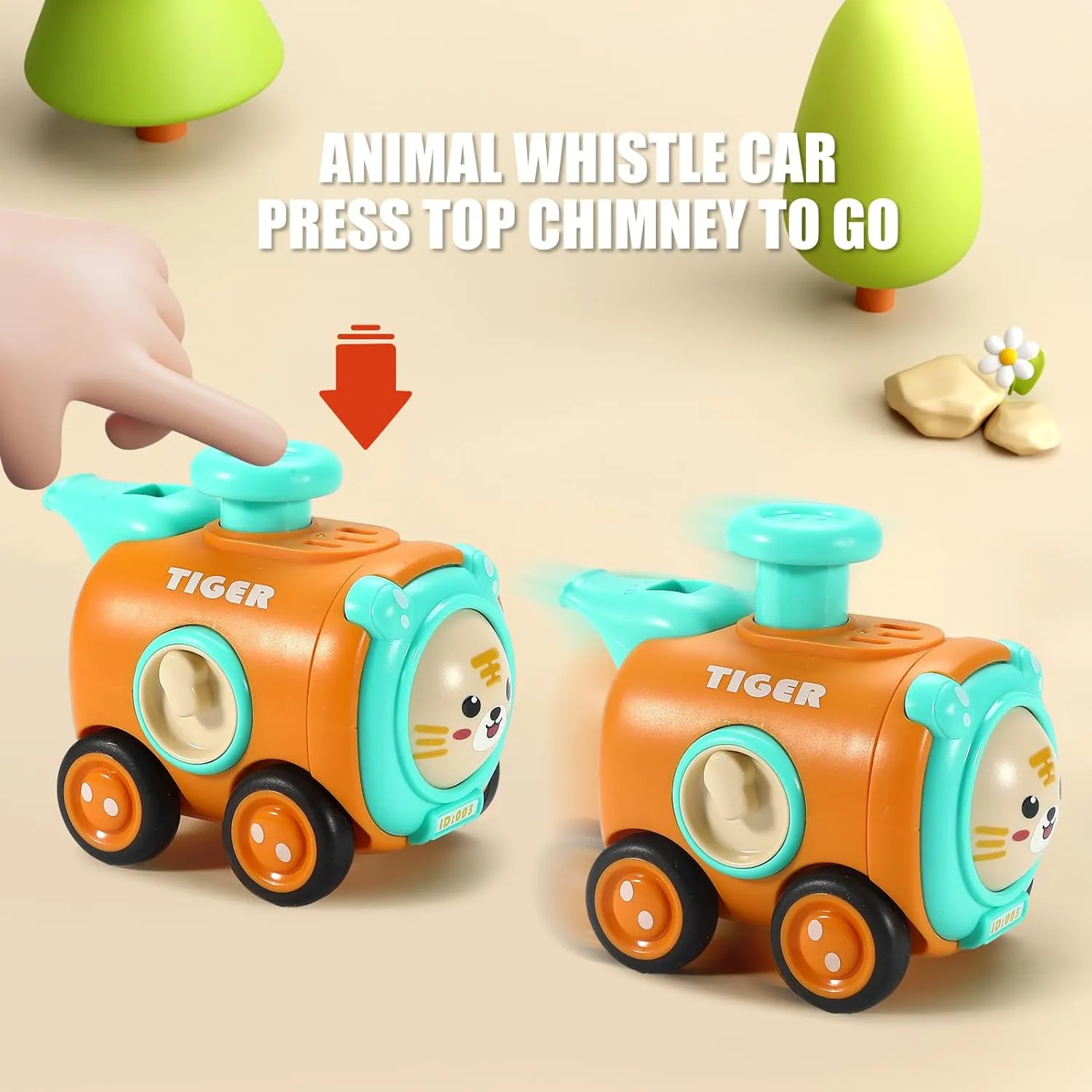 Animal Toy Cars for Toddlers 1-3, Press and Go Racing Cars Set, Baby Toys 18 Months, Whistle Vehicles for 1 Year Old Boys Girls, Baby Christmas Birthday Gifts