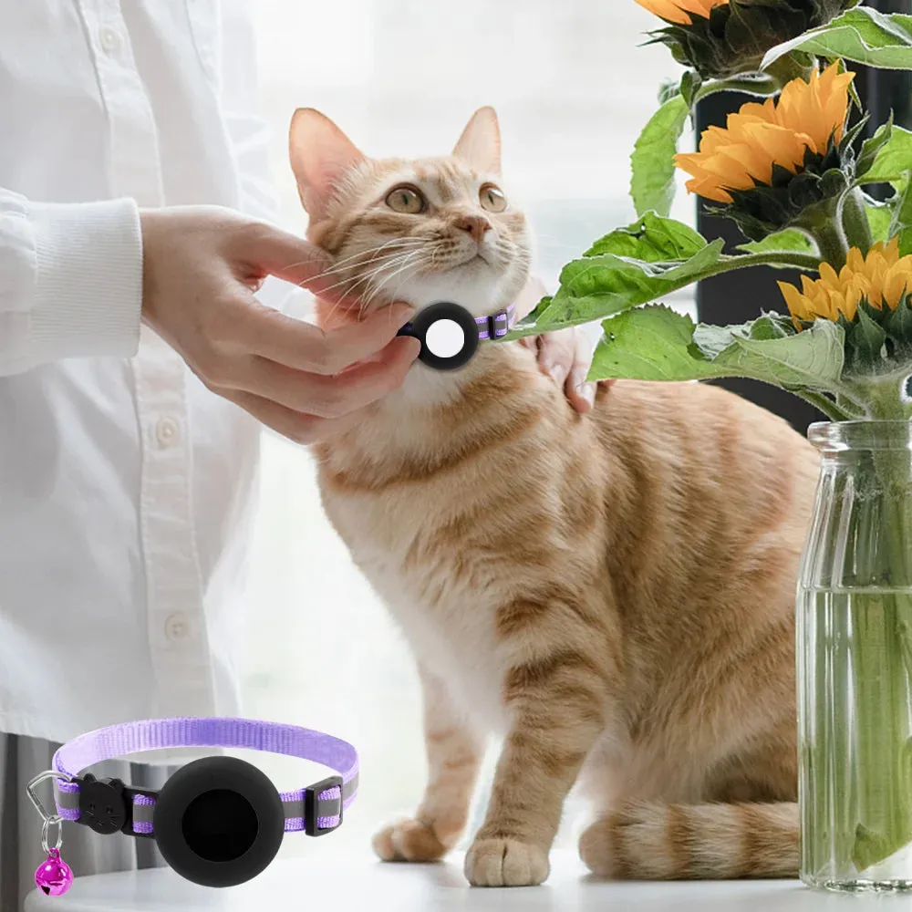 Anti-Lost Pet Cat Collar for Apple Airtag Protective GPS Tracker Anti Lost Positioning Collar WaterProof Reflective Pet Collars