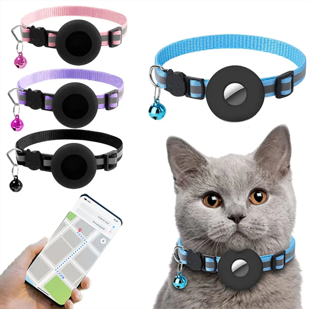 Anti-Lost Pet Cat Collar for Apple Airtag Protective GPS Tracker Anti Lost Positioning Collar WaterProof Reflective Pet Collars