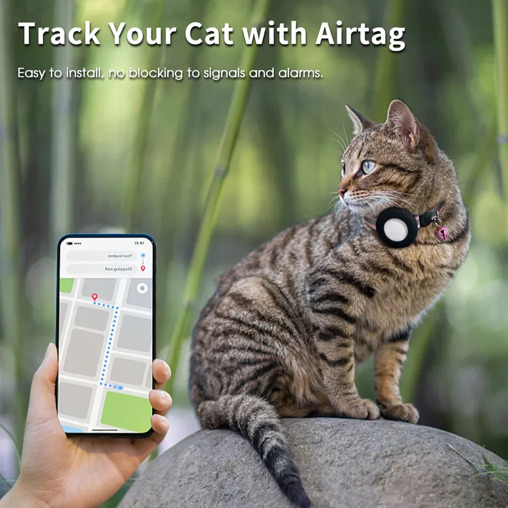 Anti-Lost Pet Cat Collar for Apple Airtag Protective GPS Tracker Anti Lost Positioning Collar WaterProof Reflective Pet Collars