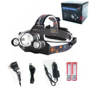 ANYIGE  XM-T6 LED Headlight ZOOM Flashlight Torch Camping Fishing Headlamp lantern  2* 18650 Battery  Car/AC/Charger USB Cable
