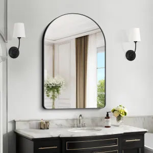 Arched Bathroom Mirror, 26"x38" Black Arched Mirror for Bathroom, Wall Mounted Mirror, Black Vanity Wall Mirror w/Metal Frame for Bedroom, Entryway, Living Room, Hanging or Leaning Against Wall