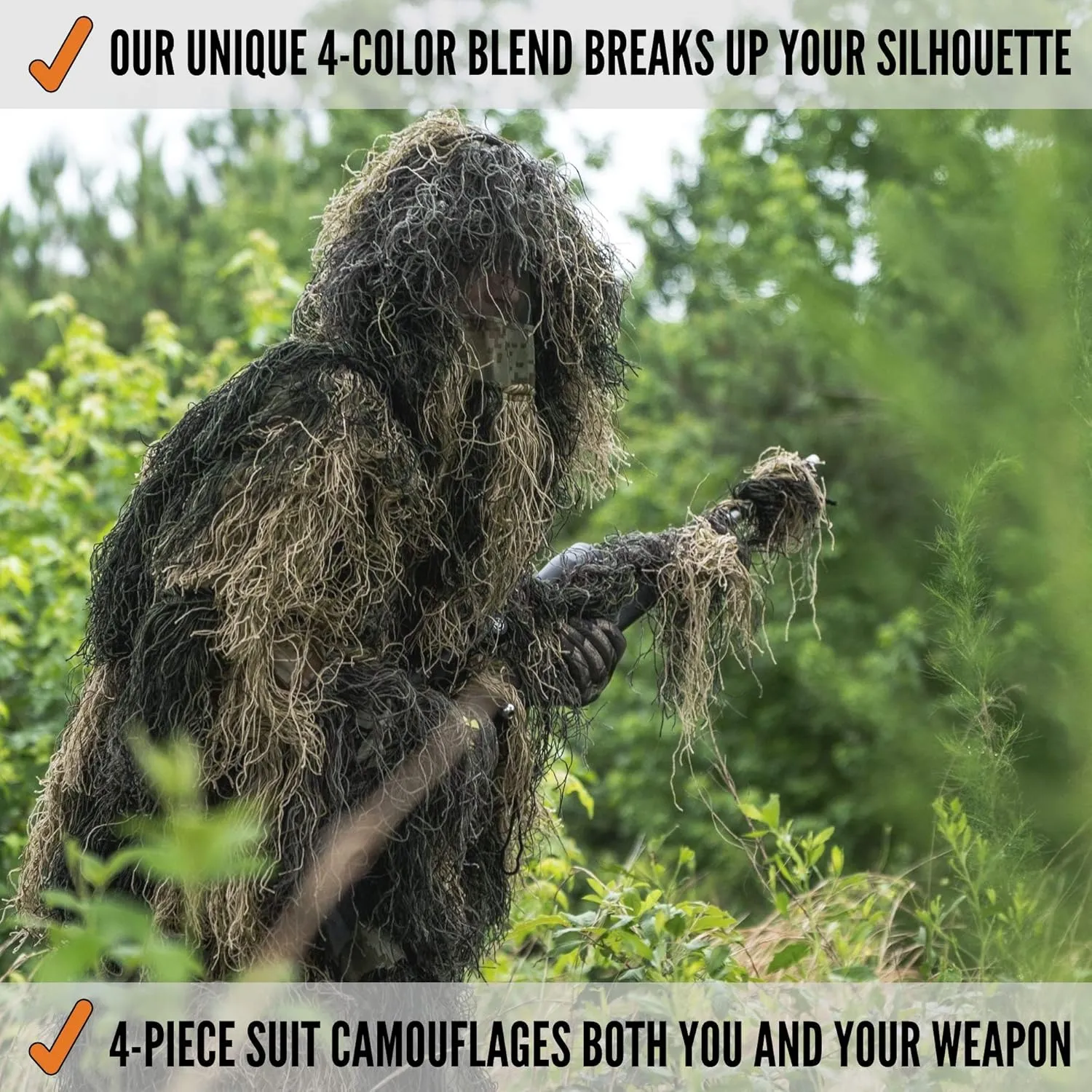 Arcturus Warrior Ghillie Suit - Camouflage Hunting Suit for Men, Military, Hunters, Snipers & Airsoft