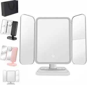 Aristoparis Trifold Mirror, Aristoparis Makeup Mirror, Aristoparis Trifold LED Makeup Mirror, Glisera Smart Mirror, Glisera Makeup Mirror, Makeup Mirror with Lights and Magnification-White