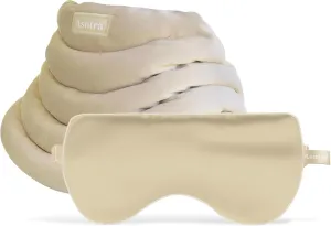 ASUTRA Champagne Gold Silk Eye Pillow and Weighted Neck Wrap Bundle Set, 2 Products - Weighted Eye Mask Filled w/Lavender & Flax Seeds, Hands-Free Microwaveable Heat Pad and Cooling Neck Wrap