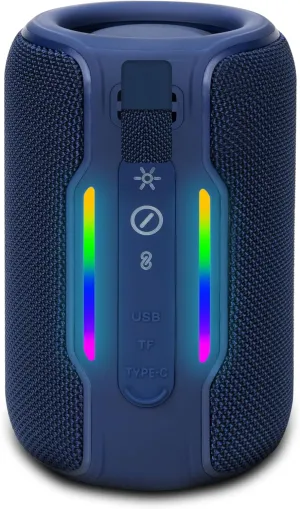 AT&T Essentials Waterproof Bluetooth Speaker Portable Wireless Blue Uses for Home, Kitchen, Outdoor