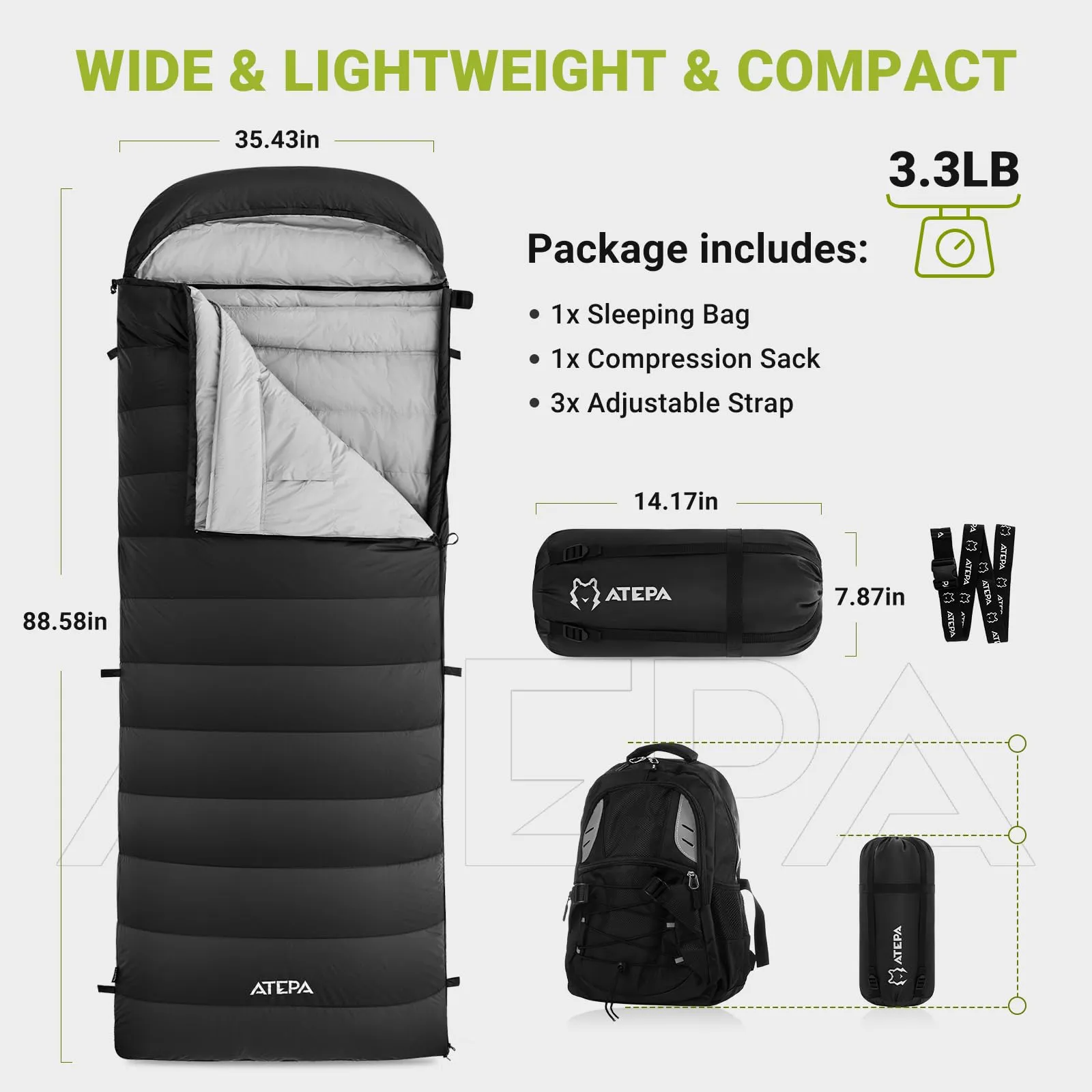 ATEPA ELEMENTS 600 Down Sleeping Bag - Wearable
