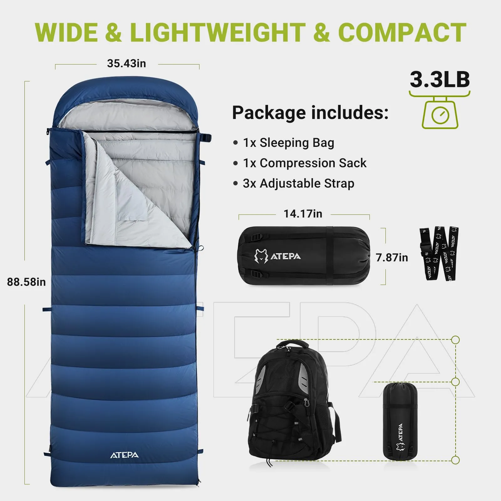 ATEPA ELEMENTS 600 Down Sleeping Bag - Wearable