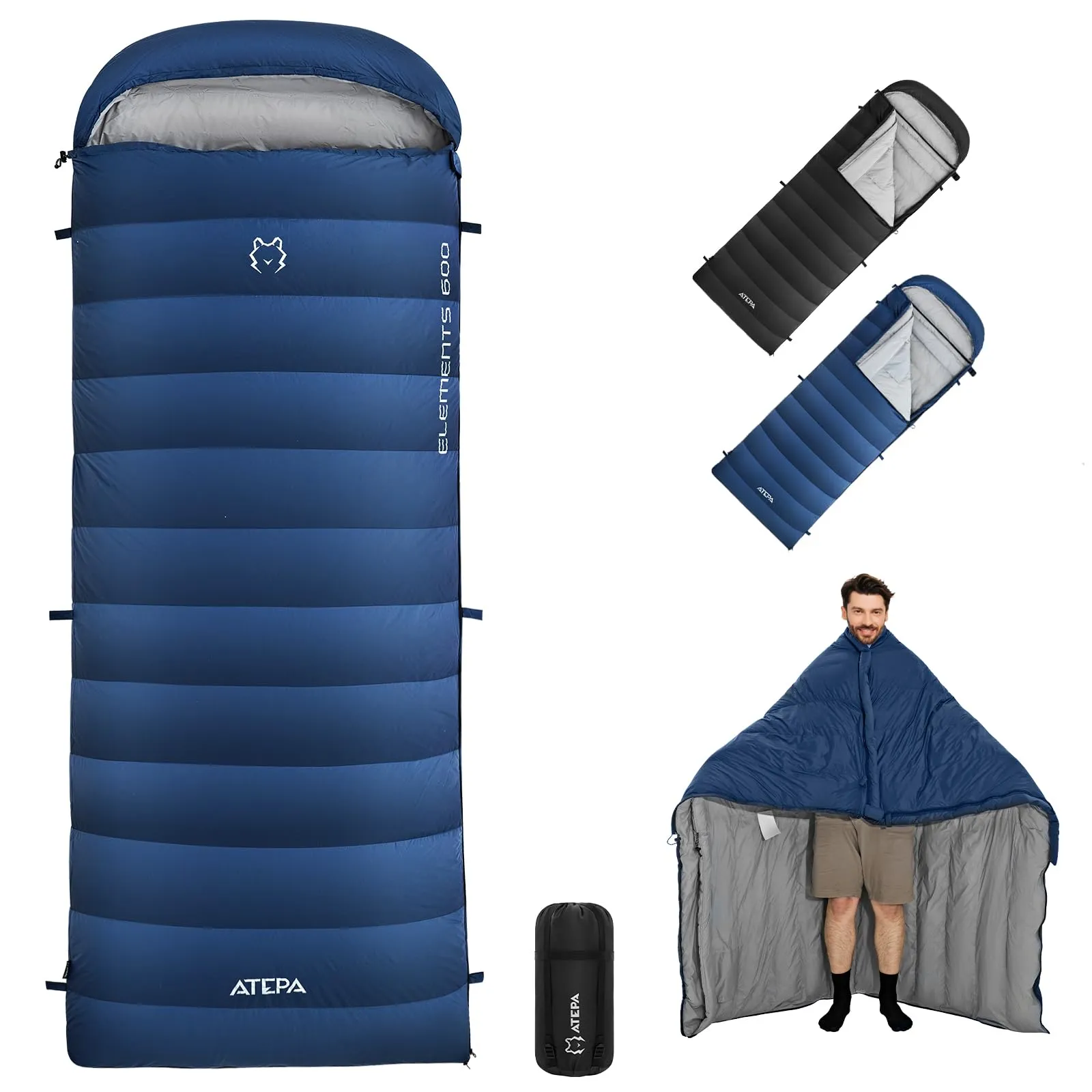ATEPA ELEMENTS 600 Down Sleeping Bag - Wearable