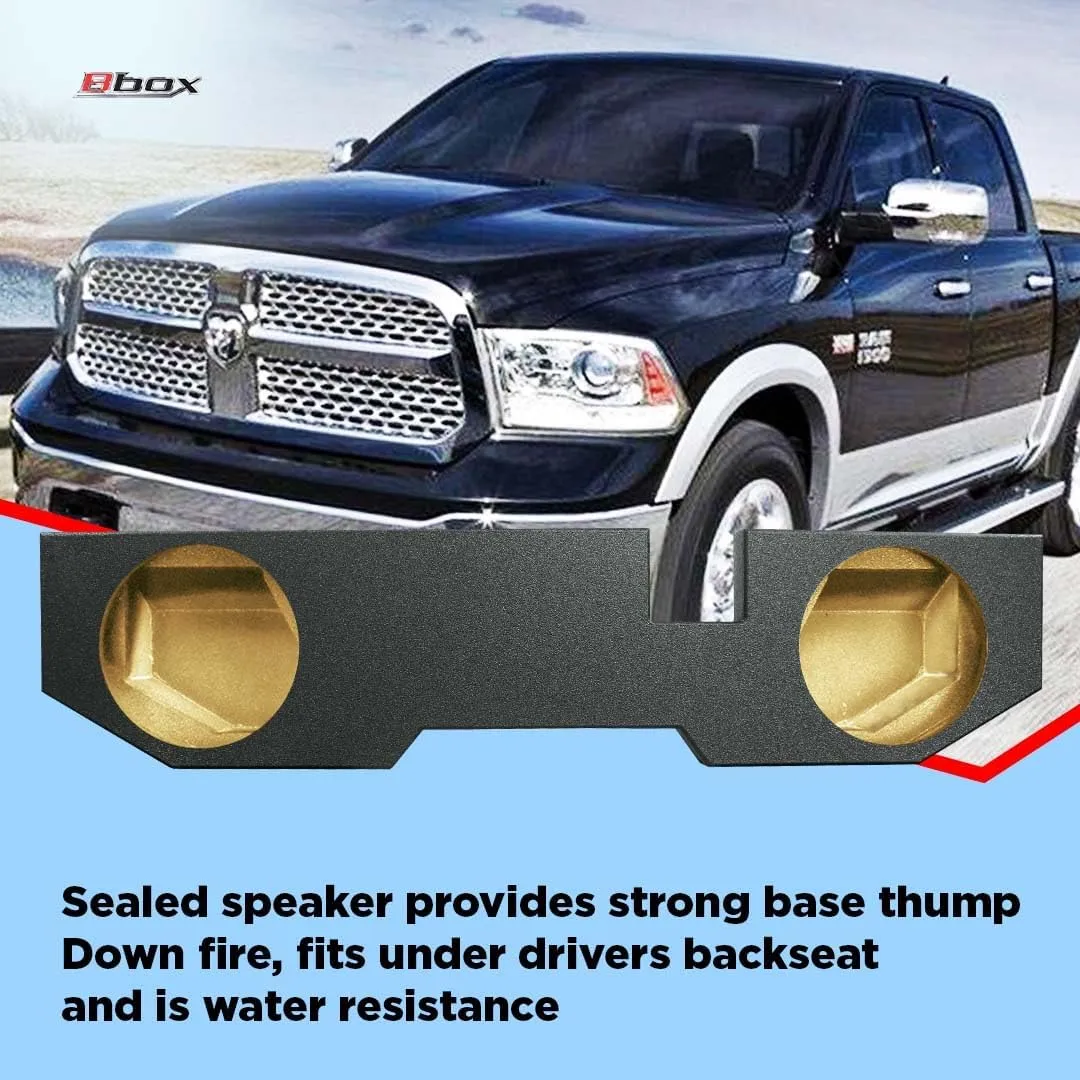 Atrend Bbox Dual 10 Inch Subwoofer Box - Sealed Sprayliner Subwoofer Enclosure - Fits 2002-2018 Dodge Ram Quad Cab - Subwoofer Box for 10 Inch Subwoofers - Car Subwoofer Boxes & Enclosures