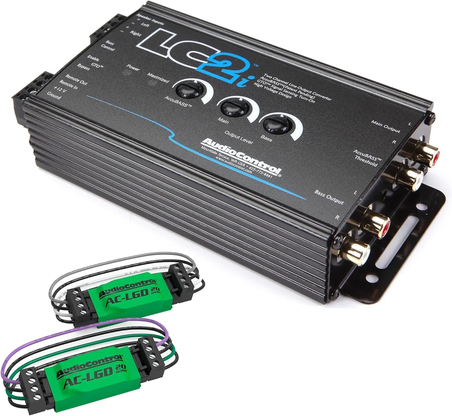 AudioControl LC2i 2 Channel Line Out Converter with Accubass and Subwoofer Control with 1 Pair AudioControl AC-LGD 20 Load generating Device