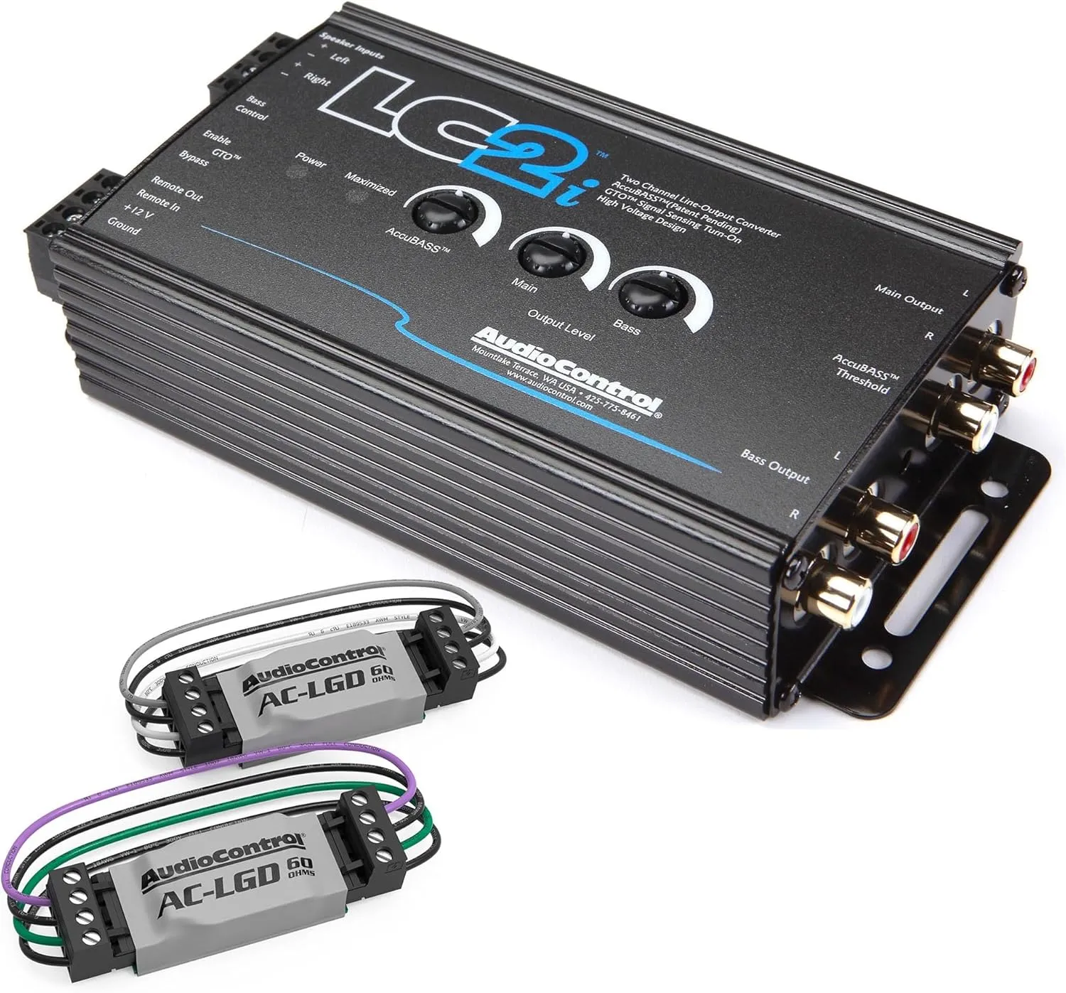 AudioControl LC2i 2 Channel Line Out Converter with Accubass and Subwoofer Control with 1 Pair AudioControl AC-LGD 60 Load generating Device