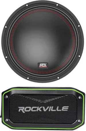 Audiosavings Bundle: 5510-44 10" 800 Watt Peak/400 Watt RMS DVC 4-ohm Car Audio Subwoofer Sub Bundle with Rockville Rock Anywhere Waterproof Portable Bluetooth Speaker TWS Stereo Linking (2 Items)