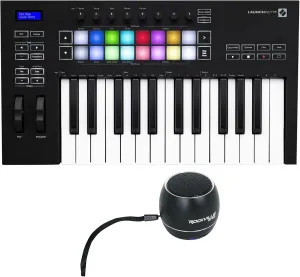 Audiosavings Bundle:(1) Novation Launchkey 25 MK3 25-Key USB MIDI Ableton Live Keyboard Controller Bundle with (1) Rockville RPB2-BLACK Handheld Wireless Portable Bluetooth Speaker Sound (Items 2)